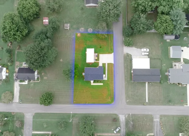 an aerial view of a house