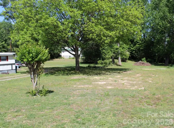 a view of a yard with a tree