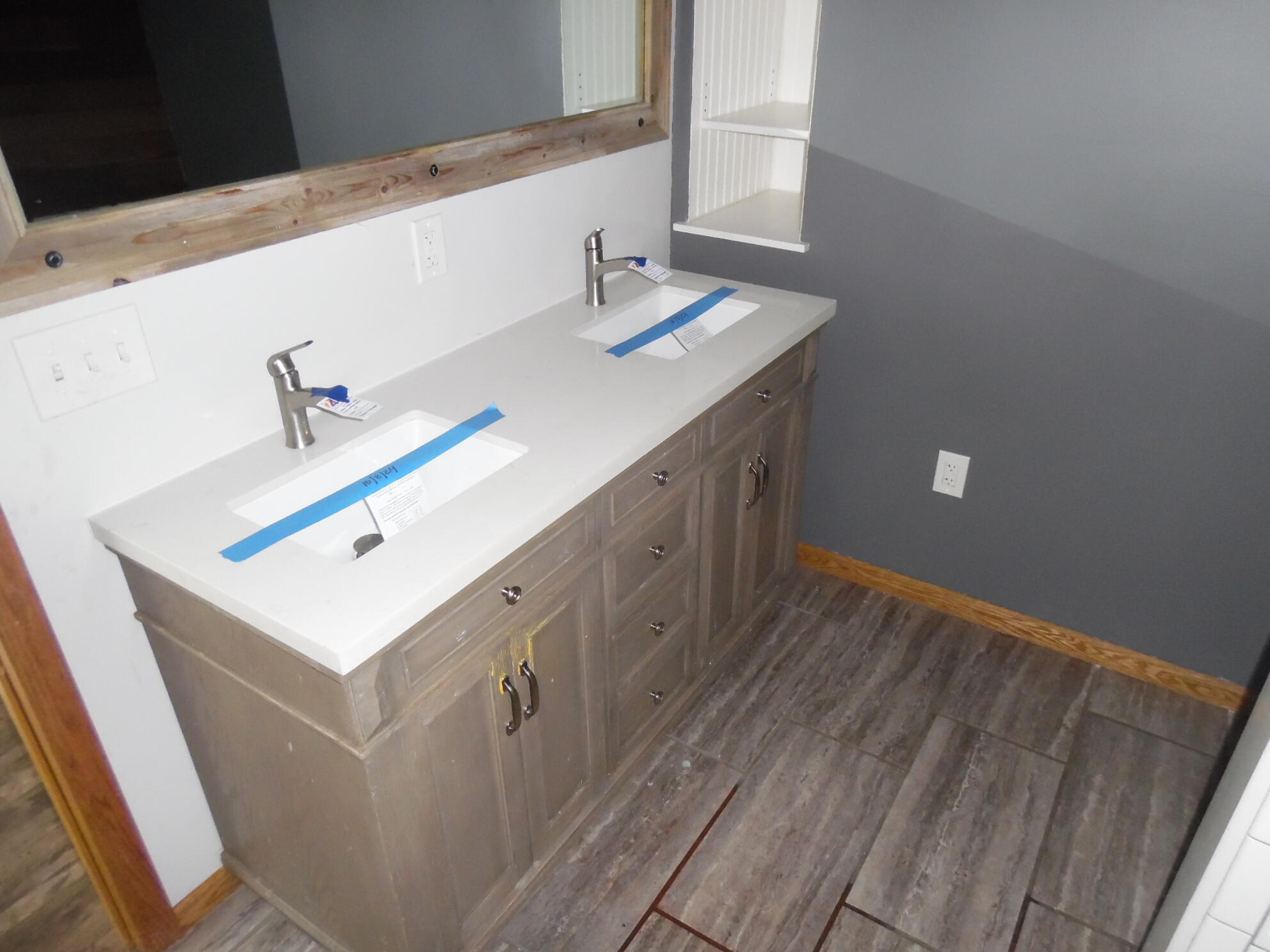 813 West Division Road De Motte, IN 46310 - Photo 15 of 20 a bathroom with a sink vanity and a mirror