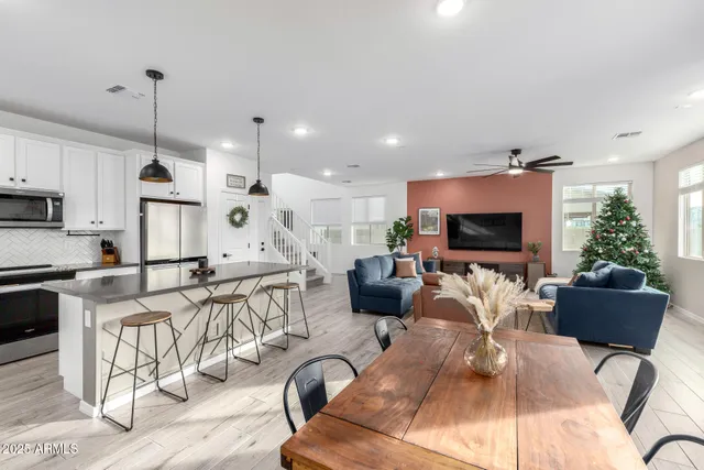 a view of a brick house with many windows