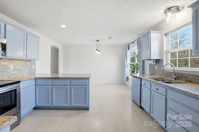 a kitchen with a sink and wooden cabinets