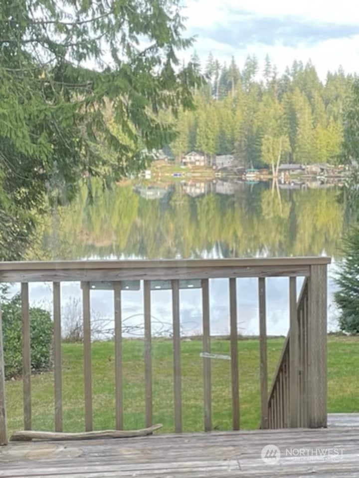 a view of lake from a balcony
