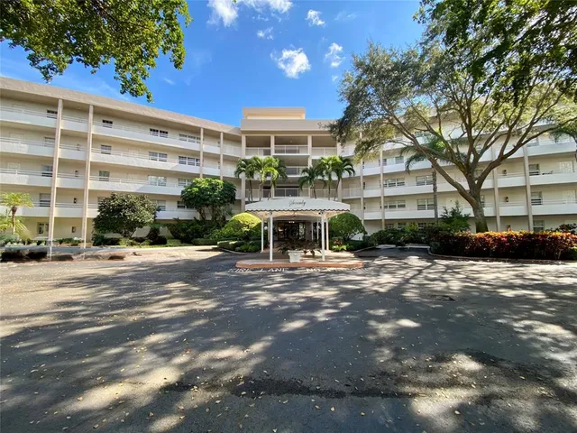a front view of a building with street
