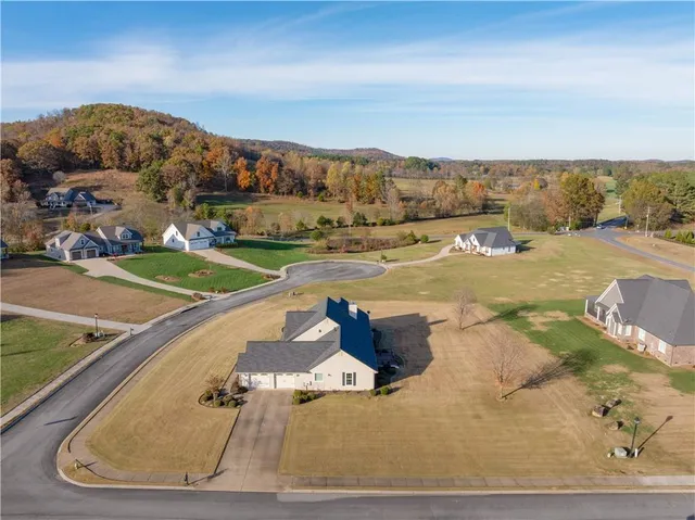 an aerial view of a house