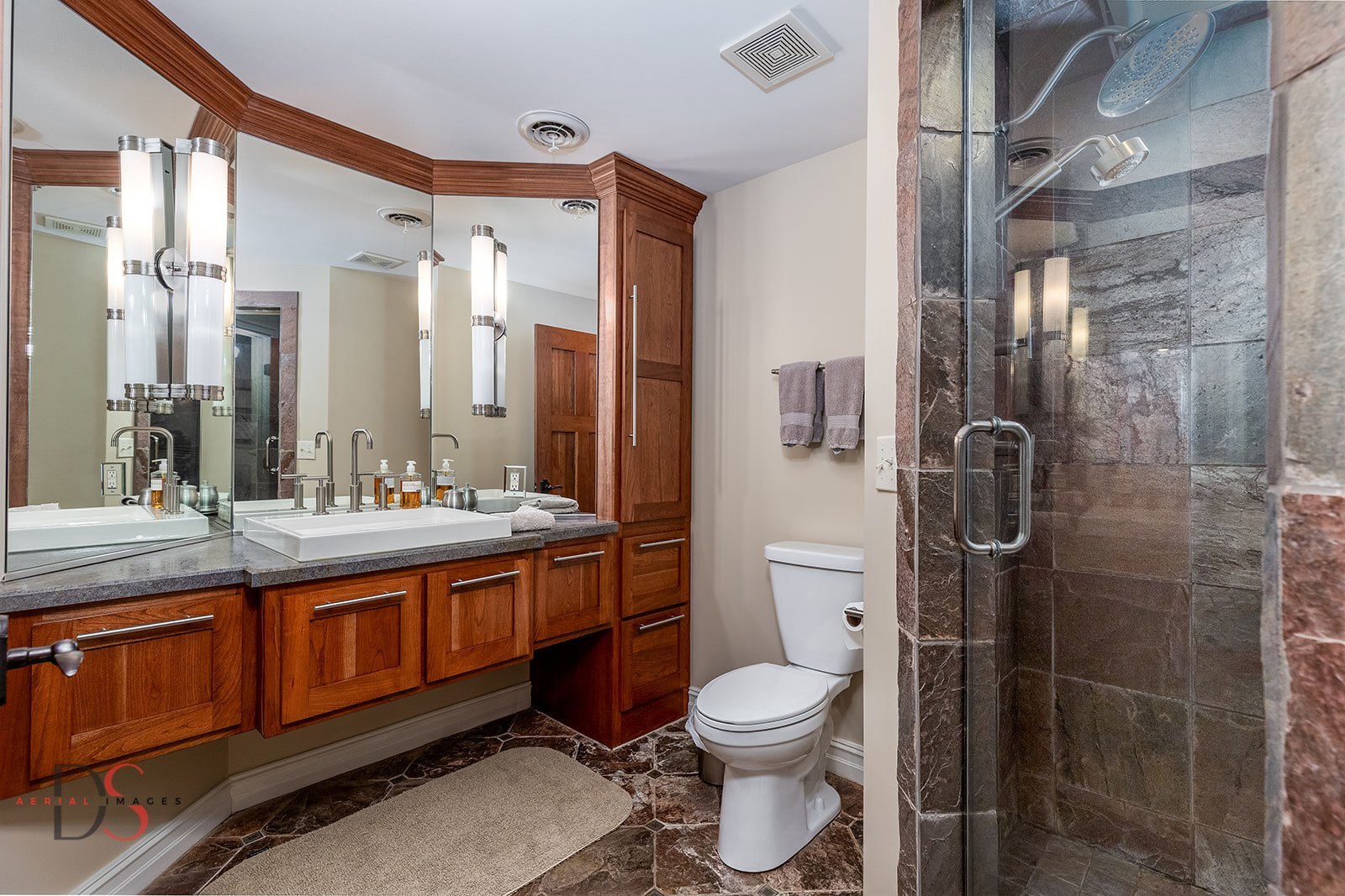 2951 East 1489th Road Ottawa, IL 61350 - Photo 25 of 55 a bathroom with a granite countertop sink toilet and shower
