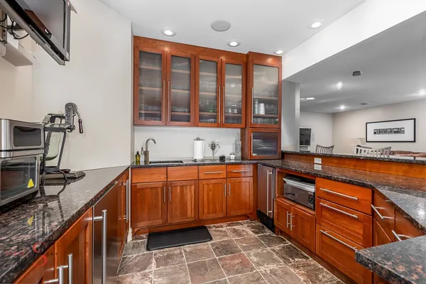 a bathroom with a bathtub
