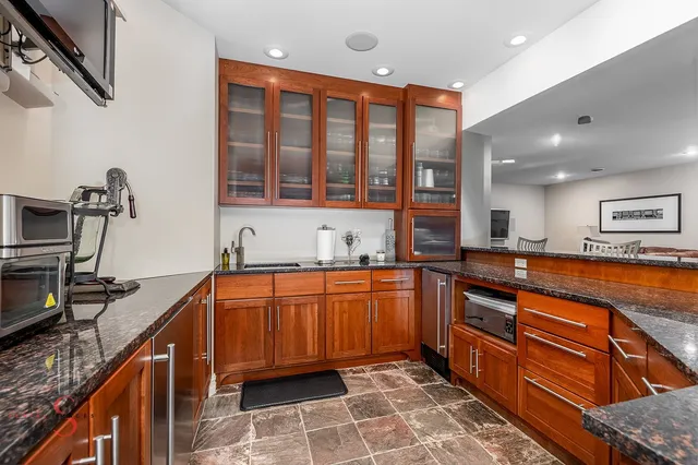 a bathroom with a bathtub