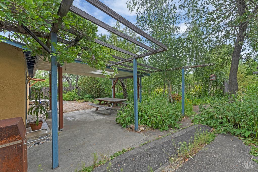 4542 Thomas Road Sebastopol, CA 95472 - Photo 44 of 60 a view of a backyard with plants and a patio
