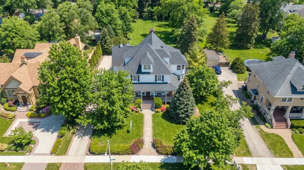 an aerial view of a house
