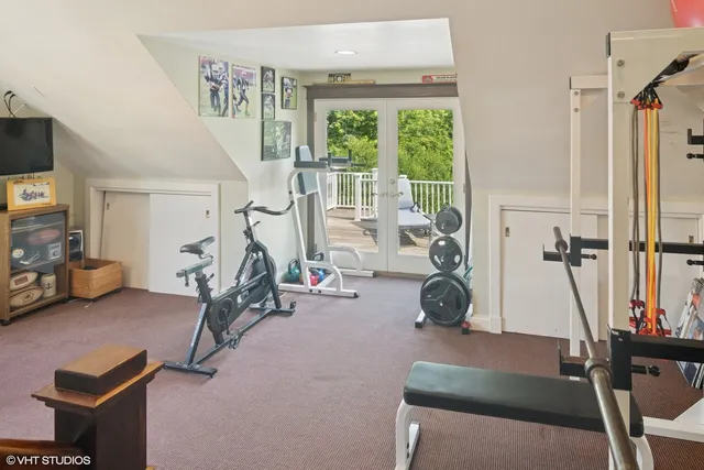a view of a room with gym equipment