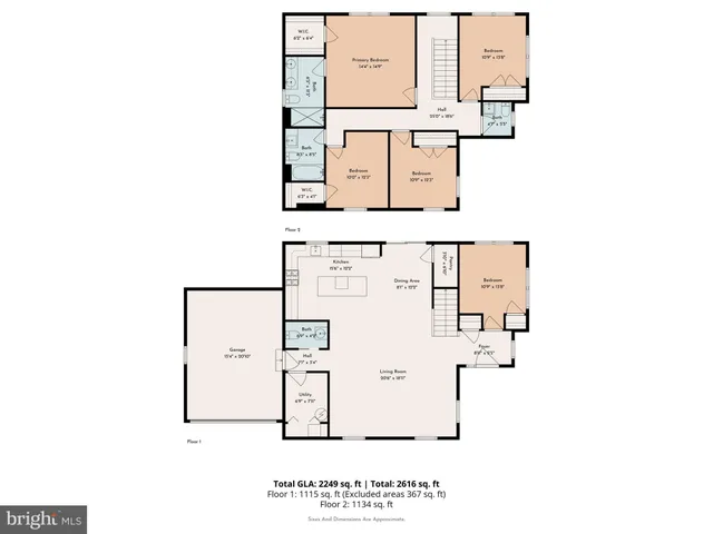 a view of a white house next to a yard with big trees