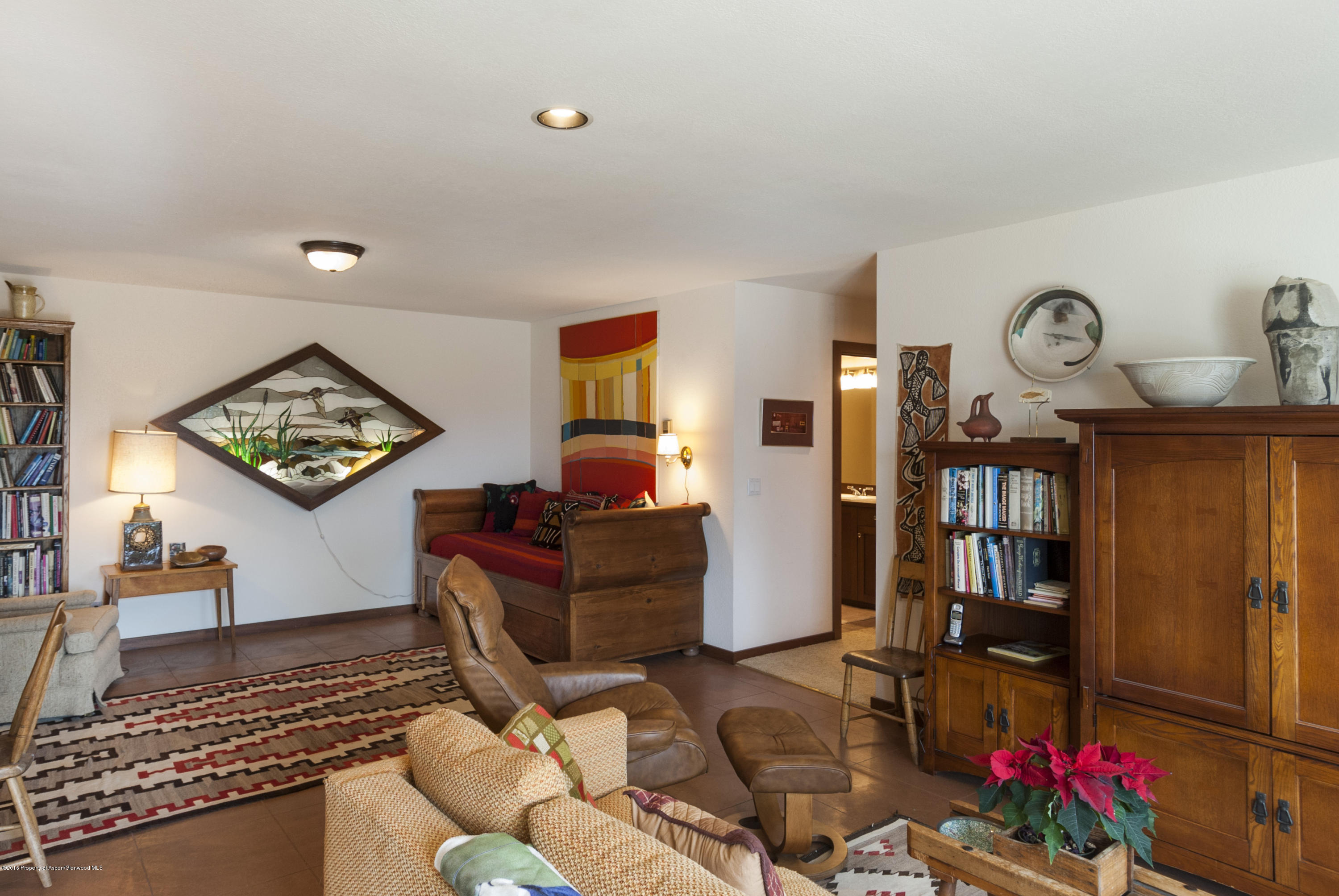 550 Wooden Deer Road Carbondale, CO 81623 - Photo 18 of 21 a living room with furniture and a book shelf