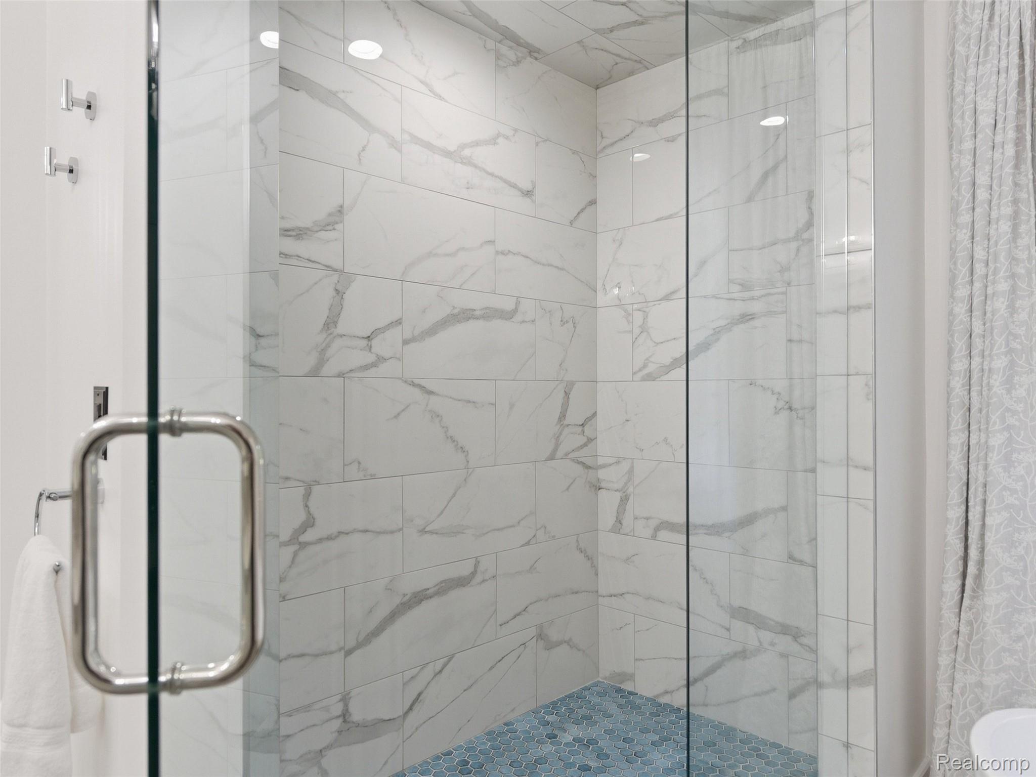 1185 Avon Circle West Rochester, MI 48309 - Photo 38 of 74 Large Walk in Marble Shower in Primary Bathroom