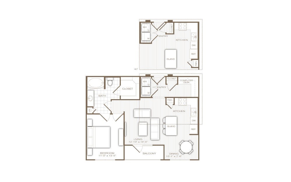 2700 Brazos Street, Unit 4303 Houston, TX 77006 - Photo 6 of 21 This is the Peninsula plan with the dreamy, large kitchen and designated dining area, balcony. Great plan!