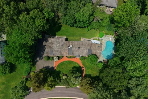 an aerial view of a house