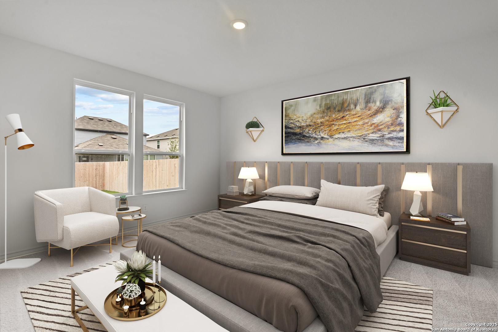 409 Raven Row Marion, TX 78124 - Photo 5 of 6 a bedroom with a bed and wooden floor