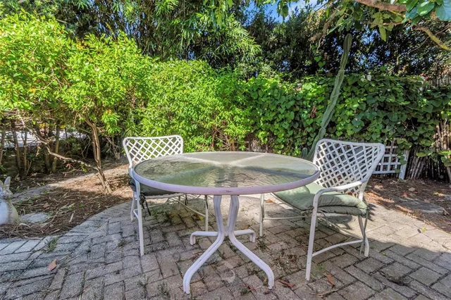 a view of a garden with a lake view