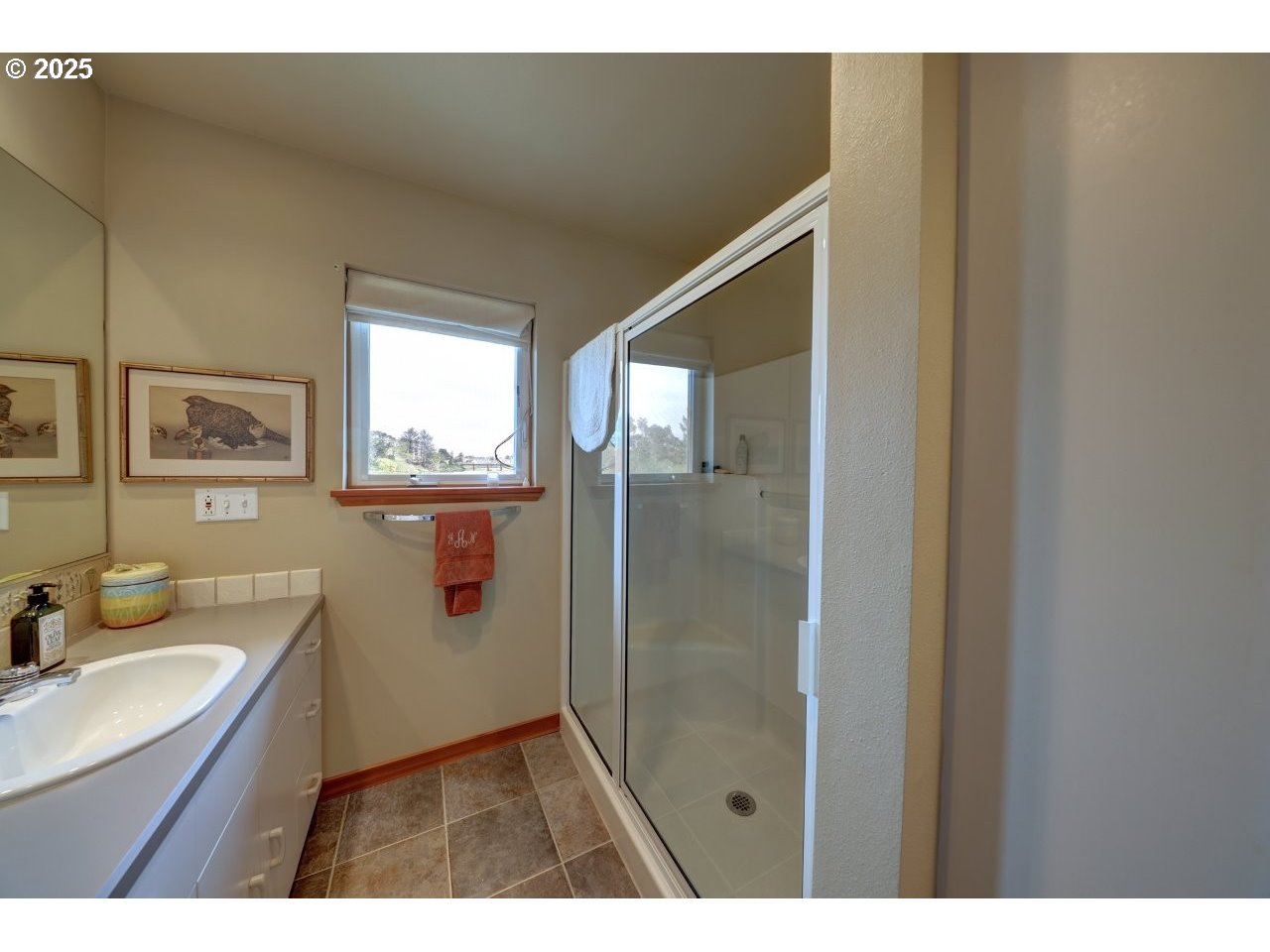 500 Farrell Court Seaside, OR 97138 - Photo 21 of 39 a bathroom with a sink mirror and a shower