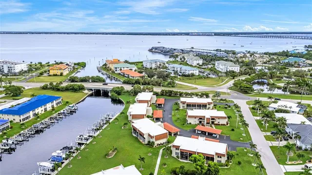 an aerial view of a house with a garden