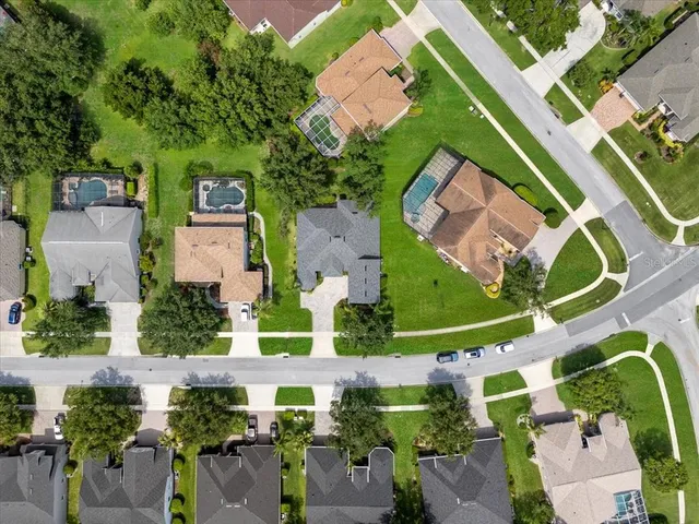a view of a lake with a houses