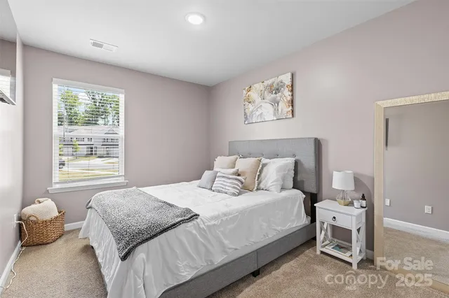 a bedroom with a bed and a couch