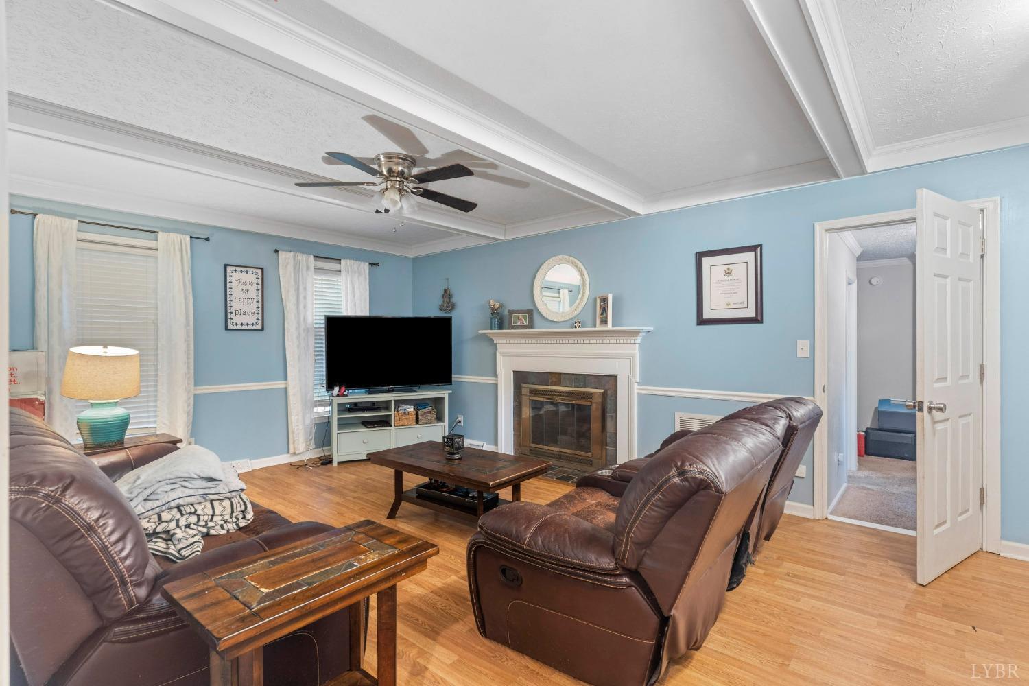 858 Farfields Drive Lynchburg, VA 24502 - Photo 42 of 61 a living room with furniture a flat screen tv and a fireplace