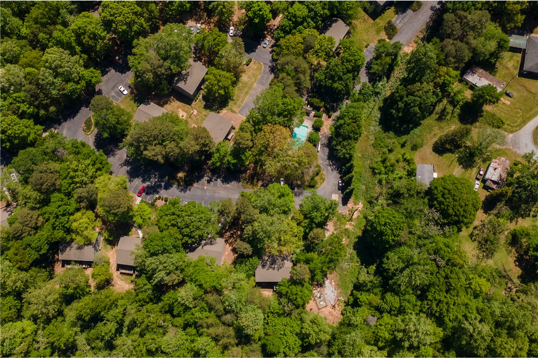 150 Ligon Street, Unit 2302 Clemson, SC 29631 - Photo 12 of 18 An expansive aerial perspective captures the serene environment, showcasing lush greenery and a tranquil pool.