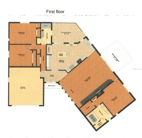 a view of a kitchen with furniture and a window