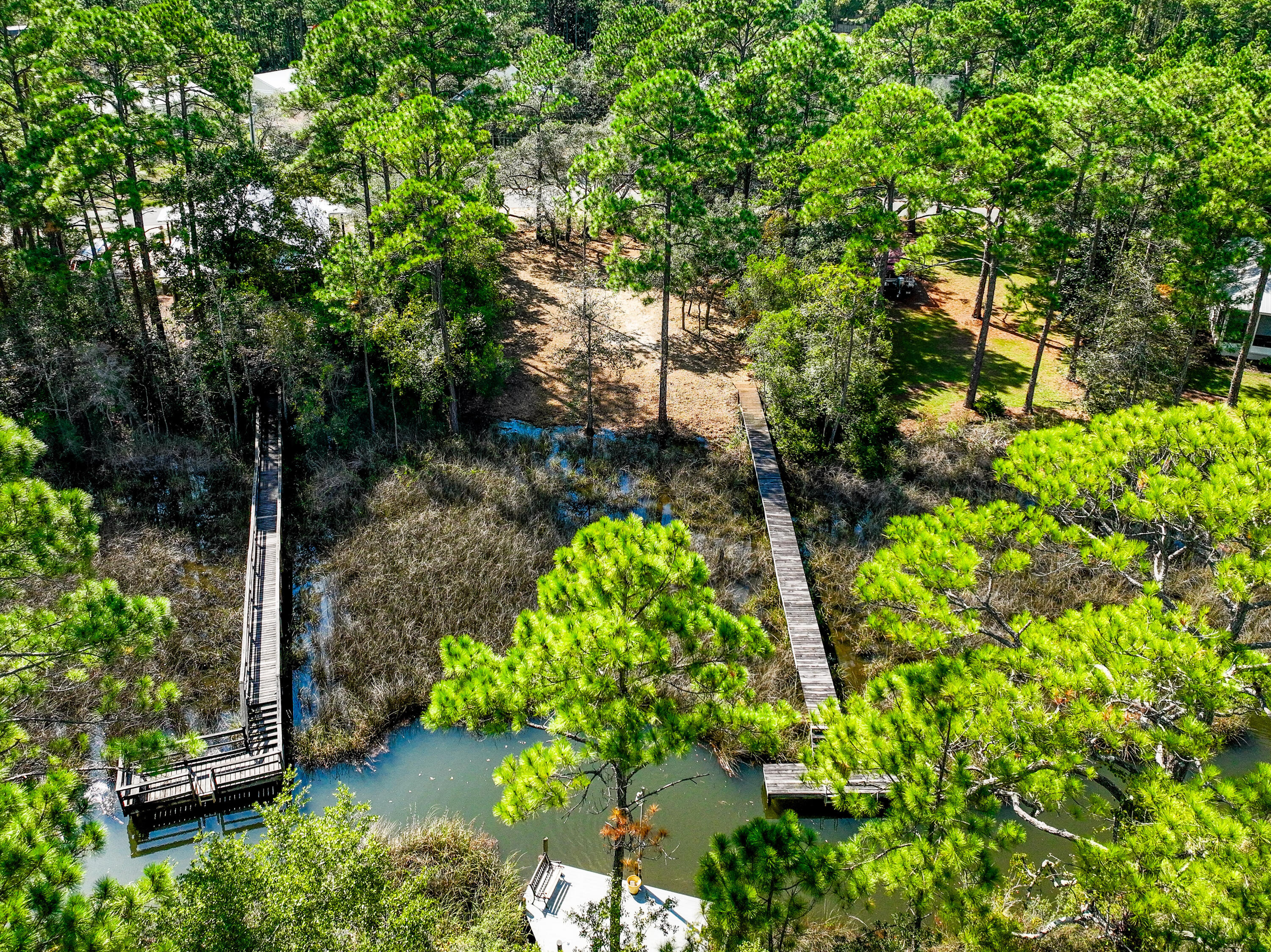 212 Pisces Drive Santa Rosa Beach, FL 32459 - Photo 10 of 17 a backyard of a house with a yard outdoor seating and covered with trees