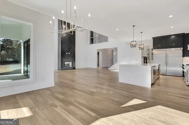 a view of a room with a yard