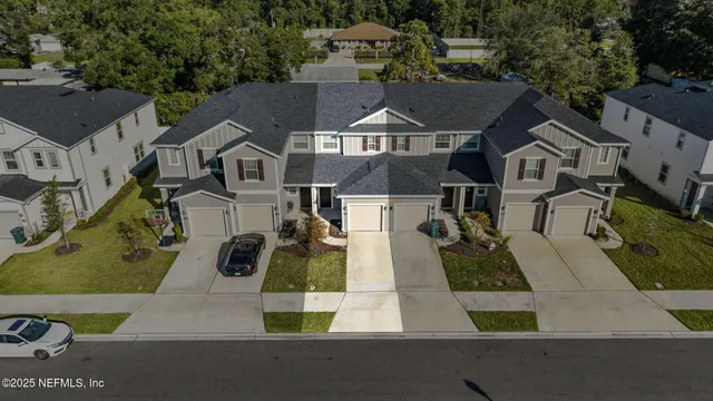 an aerial view of a house