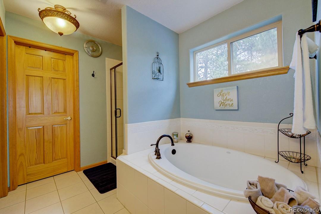 25 Buggy Whip Road Bailey, CO 80421 - Photo 25 of 40 a bathroom with a bathtub and shower