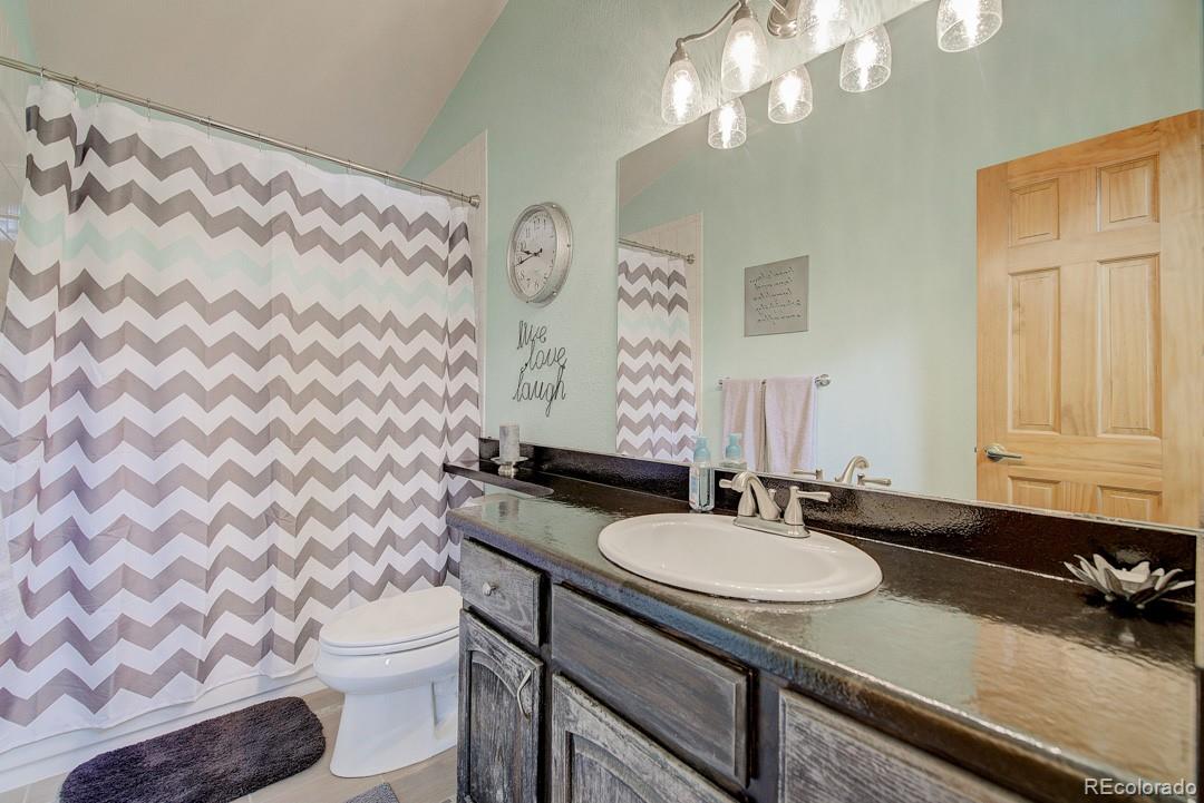 25 Buggy Whip Road Bailey, CO 80421 - Photo 30 of 40 a bathroom with a sink and a mirror
