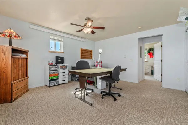 a workspace with furniture