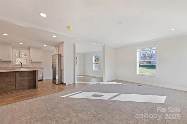 a large room with a large window