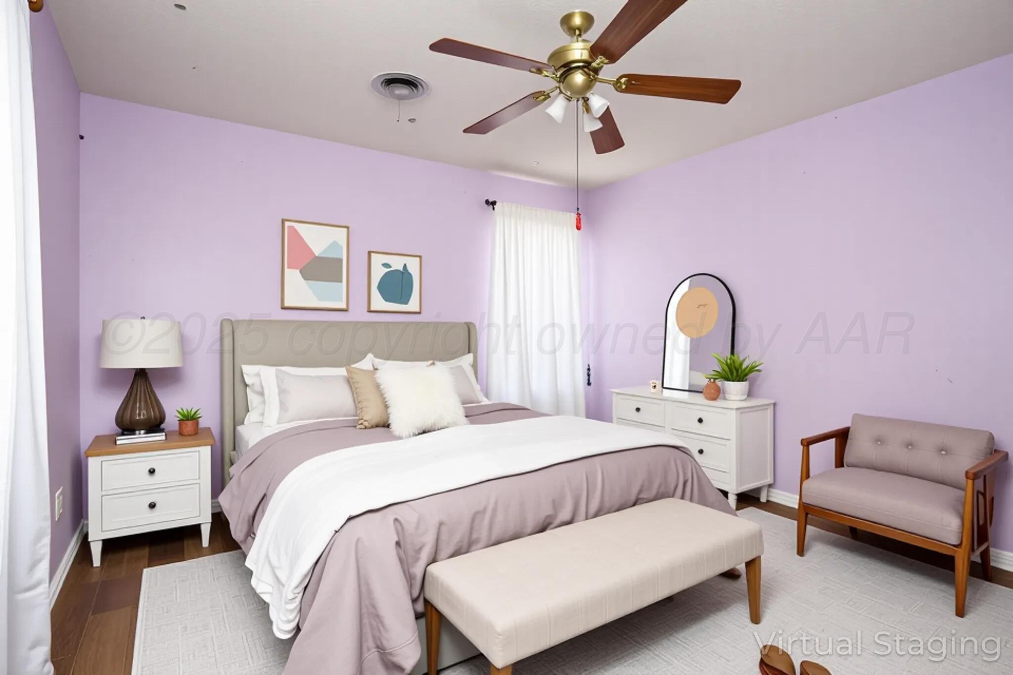 3729 Wayne Street Amarillo, TX 79109 - Photo 22 of 30 a bedroom with a bed and a chandelier