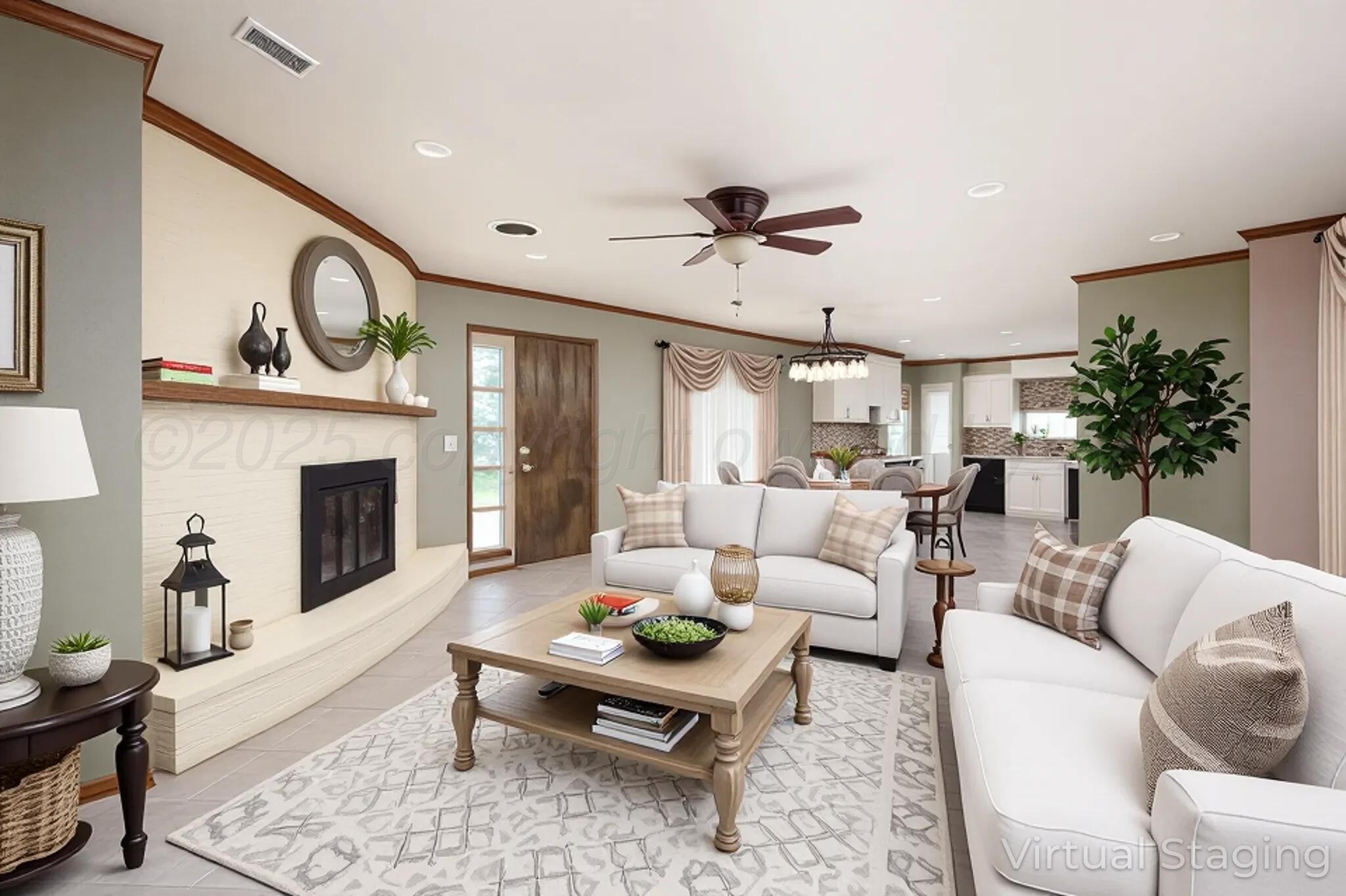 3729 Wayne Street Amarillo, TX 79109 - Photo 7 of 30 a living room with furniture a rug and a fireplace