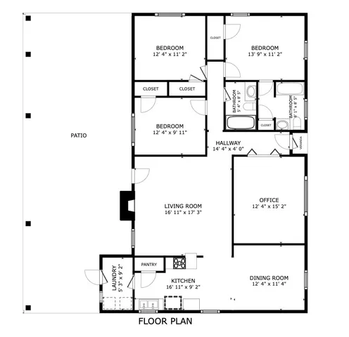a view of a grassy field with trees