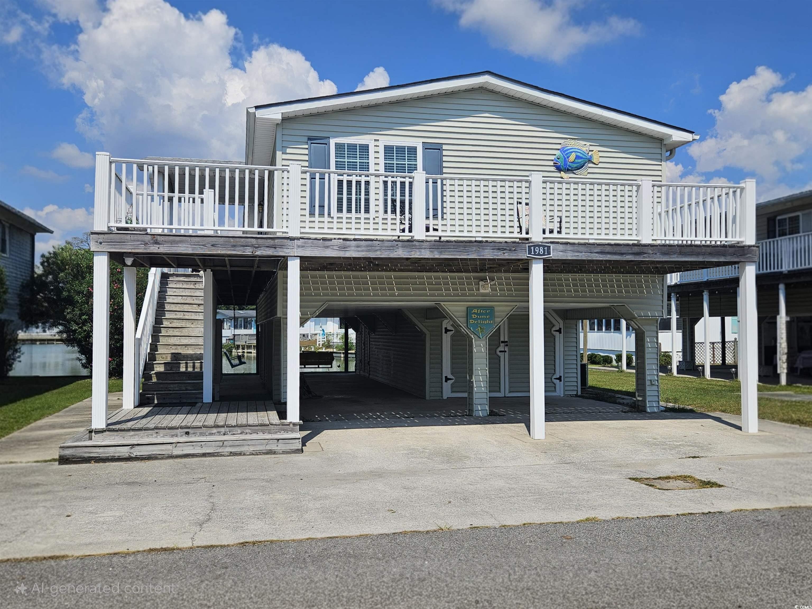 1981 Morning Glory Surfside Beach, SC 29575 - Photo 2 of 22 View of front facade featuring a carport, a wooden deck, driveway, and stairway