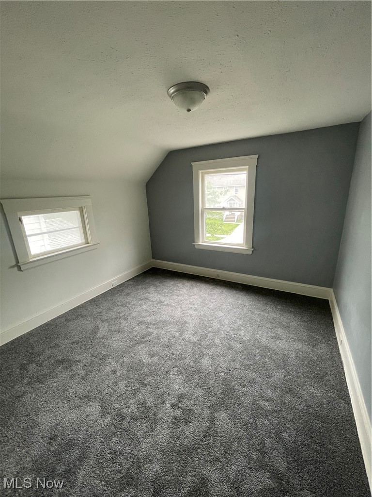 912 Yellowstone Road Cleveland Heights, OH 44121 - Photo 23 of 35 Bonus room with carpet, vaulted ceiling, and a textured ceiling