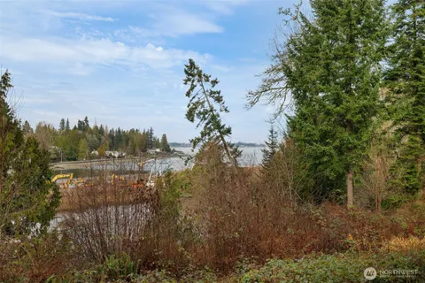 a view of lake with green space