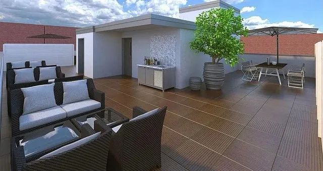 a outdoor living space with furniture and potted plants