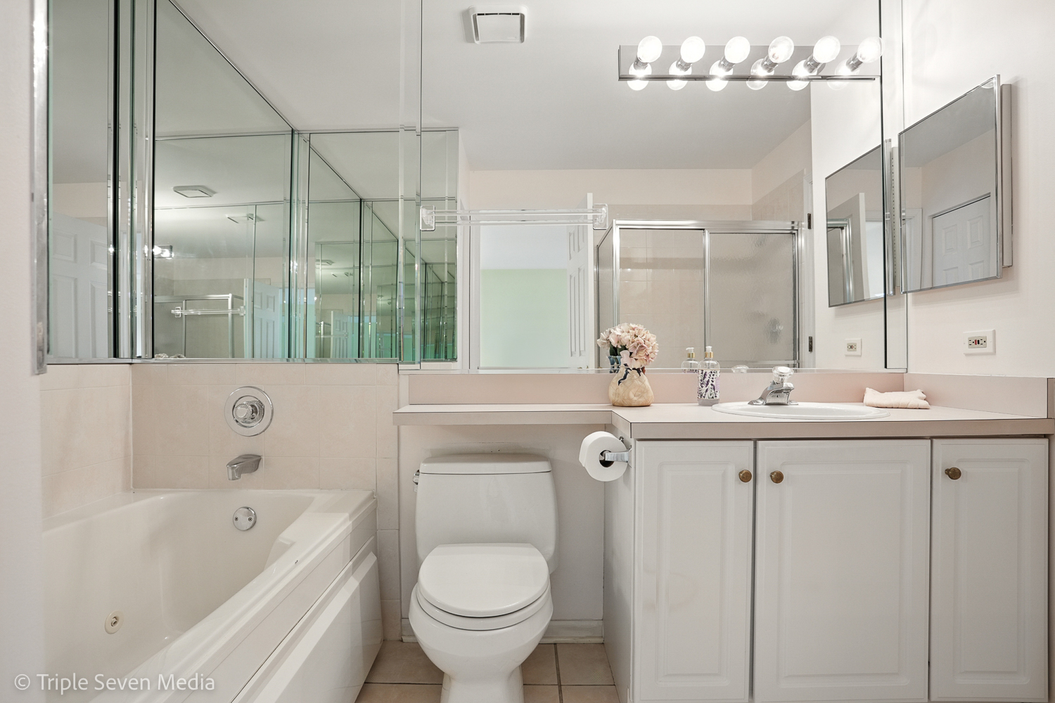 1956 North Silver Lake Road Arlington Heights, IL 60004 - Photo 20 of 33 a bathroom with a sink a toilet a mirror and bathtub
