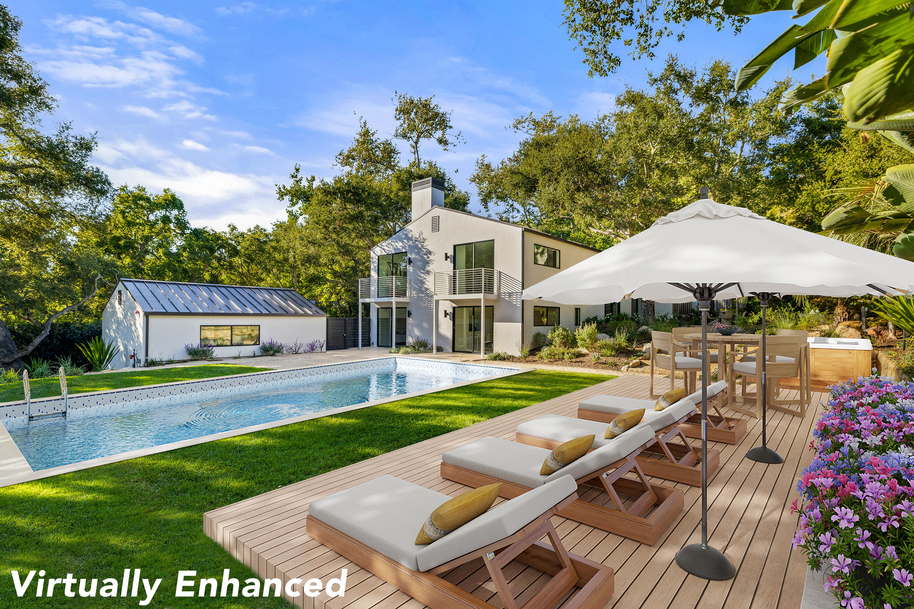 840 Riven Rock Road Montecito, CA 93108 - Photo 25 of 52 a view of a house with backyard and sitting area