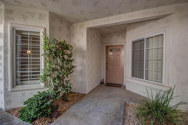 front view of a house with a plants and a window