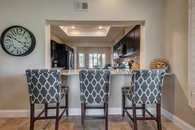a view of a dining area with furniture