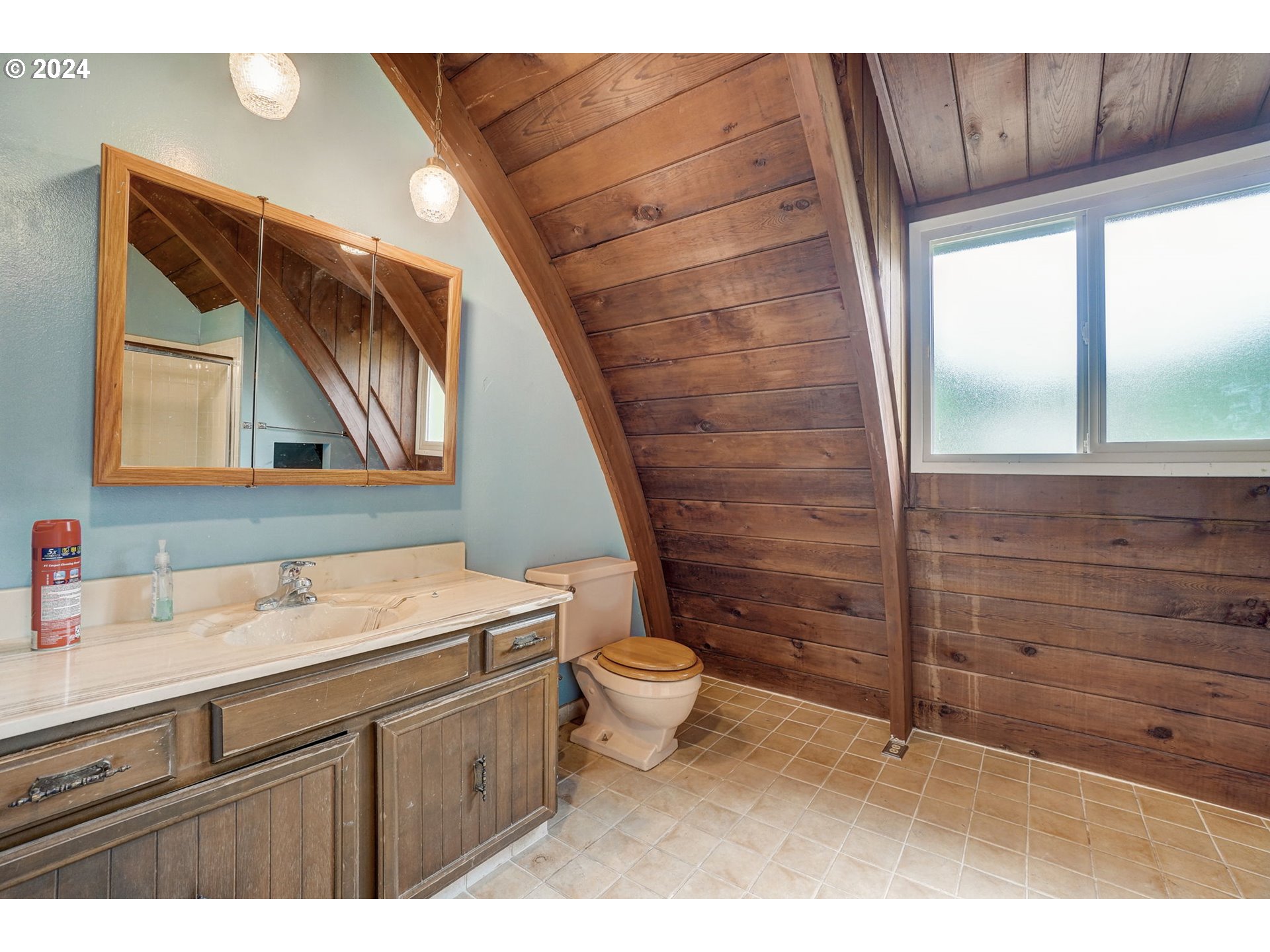 2162 East Loop Road Stevenson, WA 98648 - Photo 26 of 48 a bathroom with a sink a toilet and a mirror