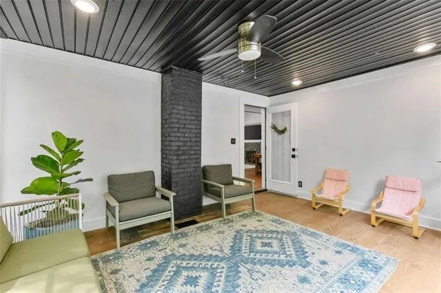 a living room with furniture