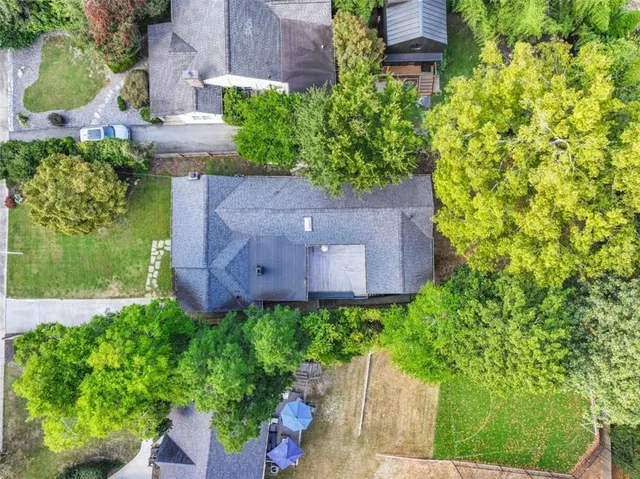 an aerial view of a house