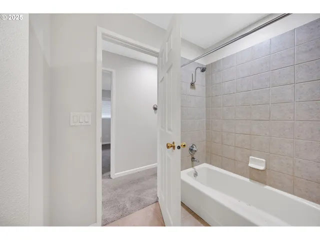 a bathroom with a tub a sink and a shower